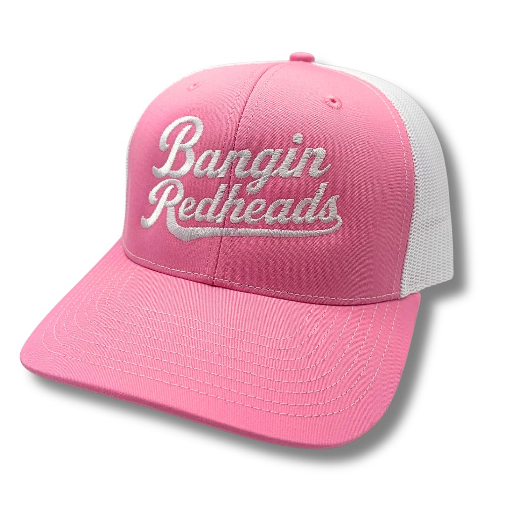 BR Embroidery Script - Richardson 112 Trucker Cap Pink/White