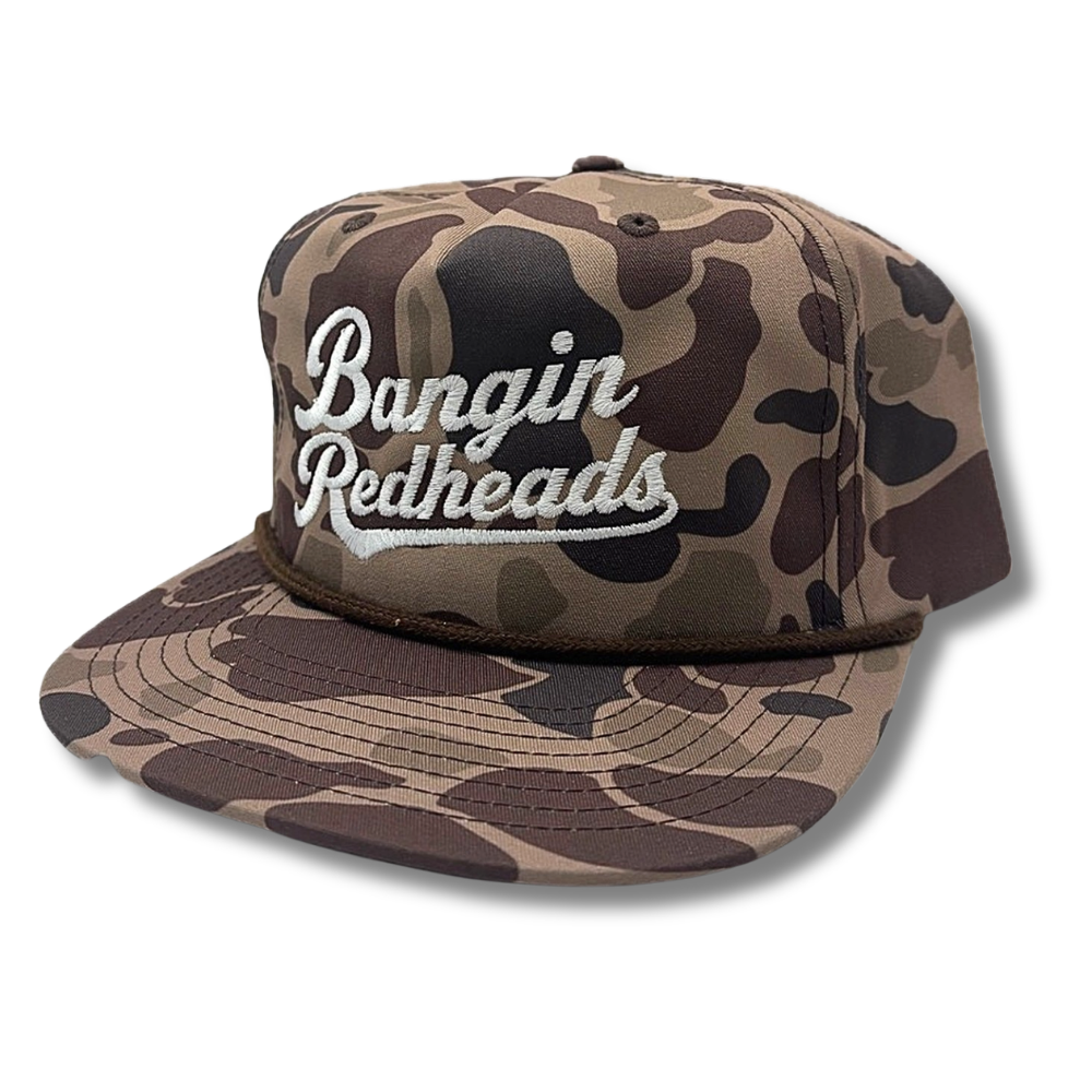 Bangin' Redheads Embroidery Script Duck Camo Rope Hat — Richardson 256