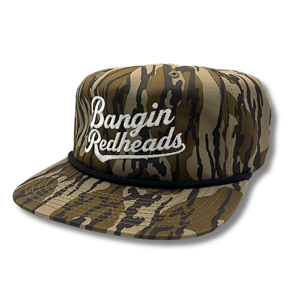 Bangin' Redheads Embroidery Script Mossy Oak Bottomland Rope Hat — Richardson 256