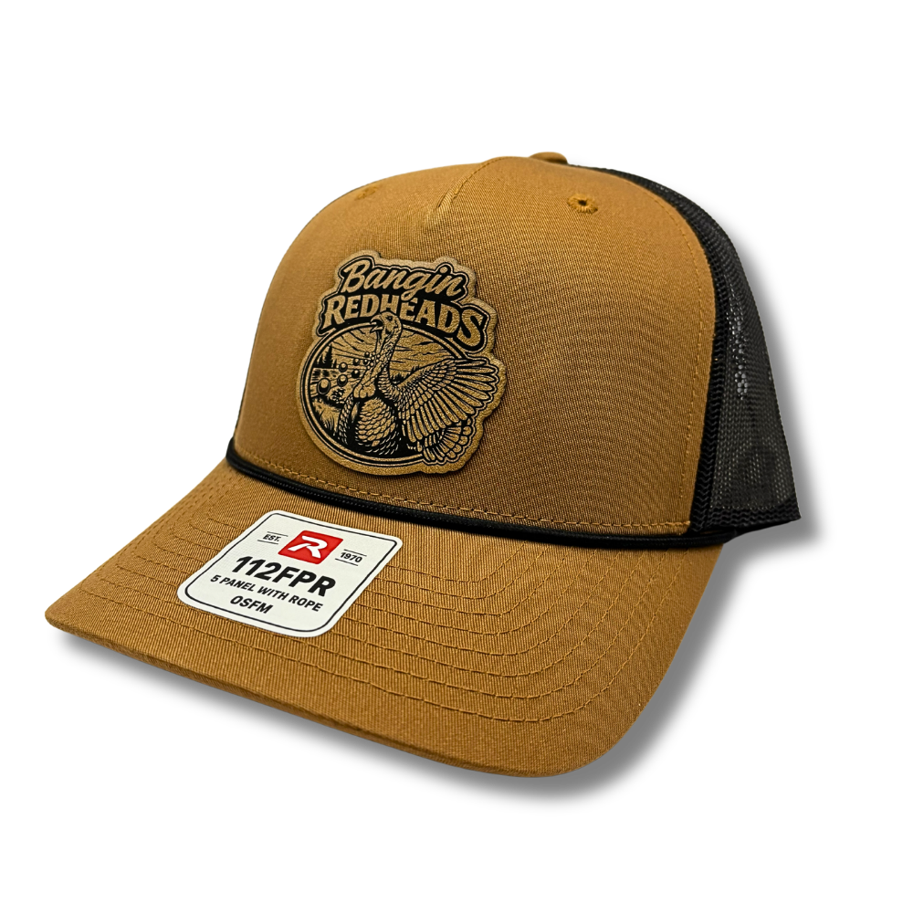 Leather Turkey Patch - Richardson 112 Trucker Cap Carmel/Black